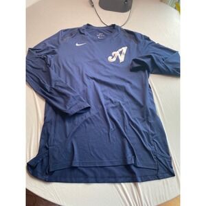 Nike Dri-FIT Mens Long Sleeve Training Shirt Navy Blue Graphic‎ 930569-419 L
